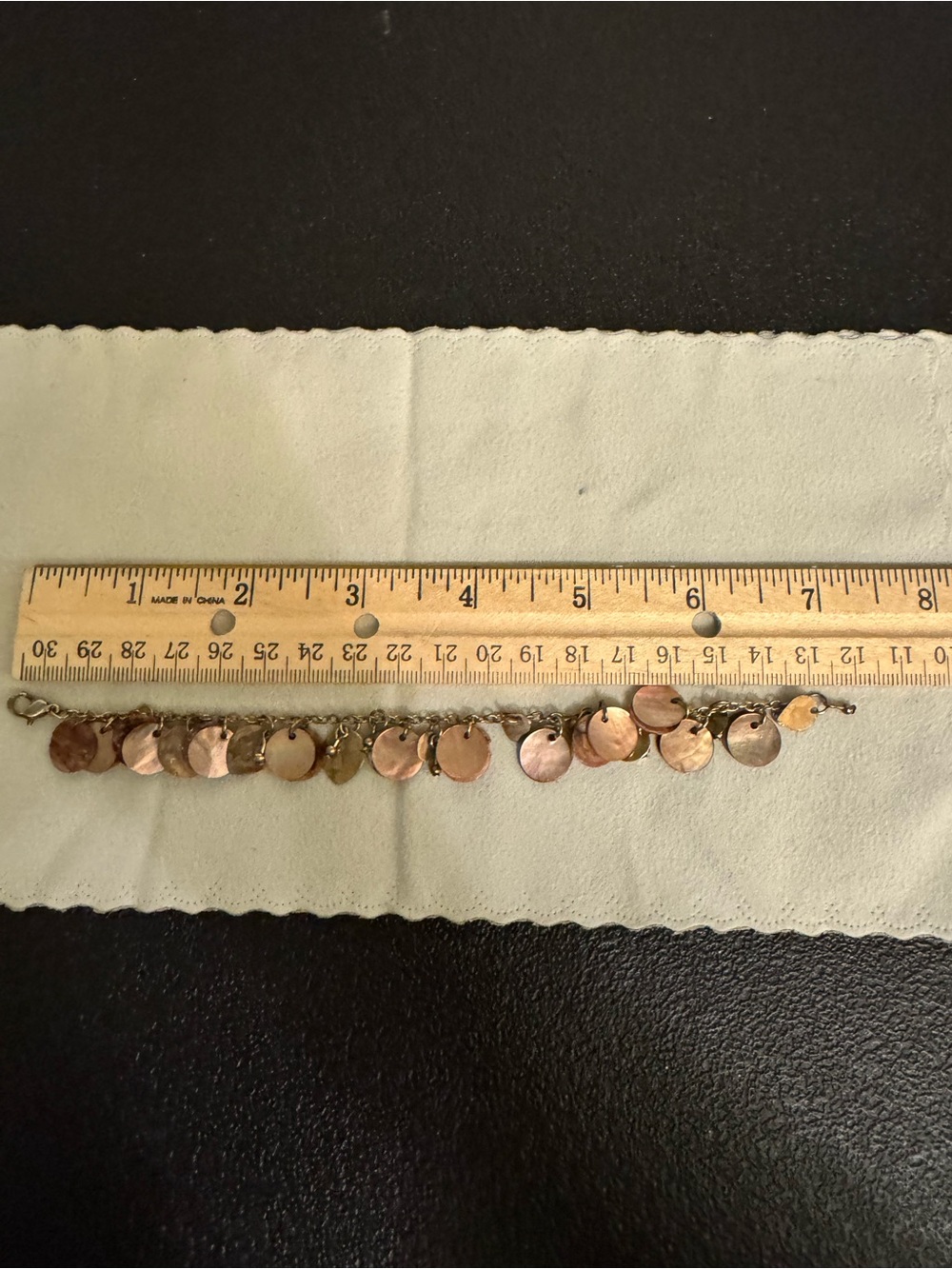Disc Charm Bracelet – Iridescent Shell and Metal Discs - Picture 5 of 9